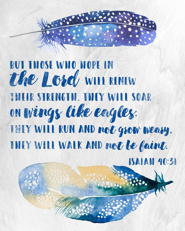 Wings Like Eagles Isaiah 40:31 Scripture Watercolor Wall Art