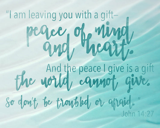 Peace of Mind and Heart John 14:27 Watercolor Inspirational Wall Art